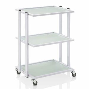 Carrello con ripiani in vetro