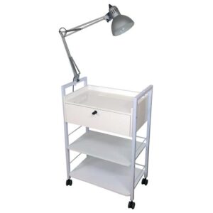Carrello estetica con cassetto e portalampada