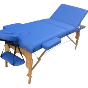 Lettino da massaggio in legno colore blu pieghevole