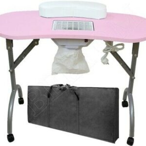Tavolo manicure pieghevole con aspiratore rosa